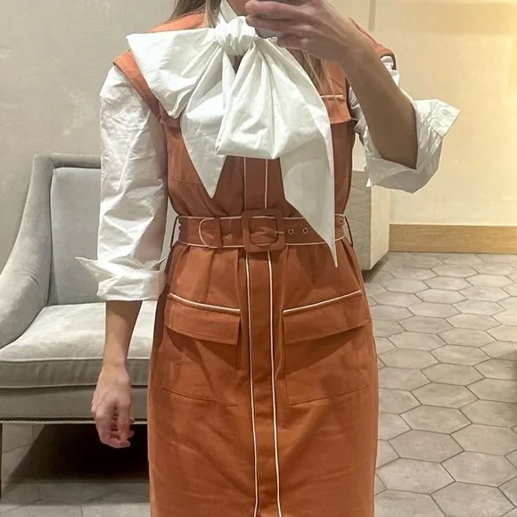 Anthropologie Mare Mare White Puff Sleeve Blouse with Oversized Bow - Picture 4 of 15